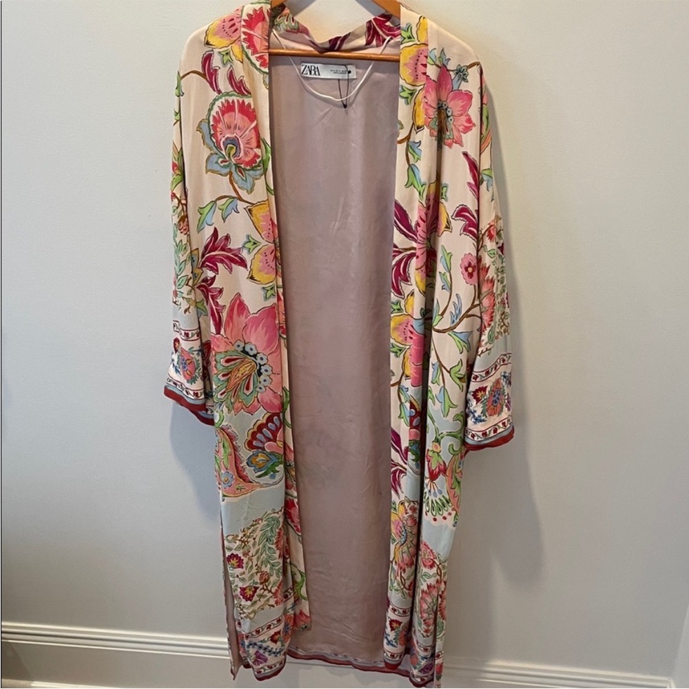 Zara Floral Robe - Pink and Cream